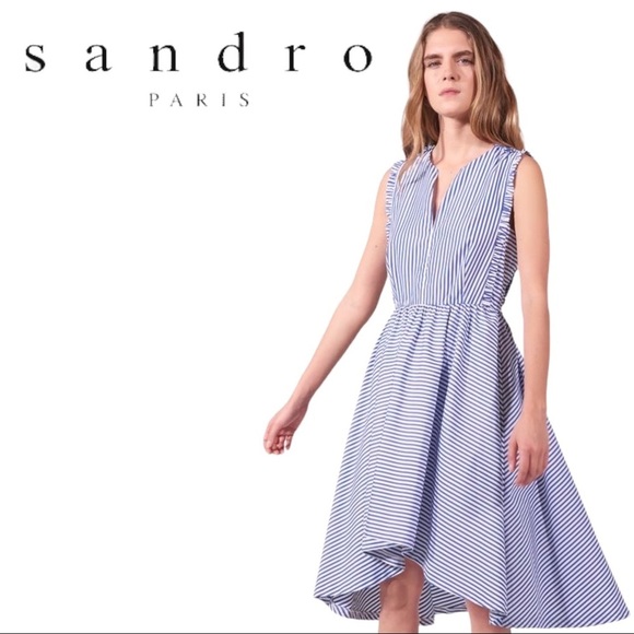 Sandro Dresses & Skirts - Sandro | Peggysue Lace-back Dress In Blue - Size Small